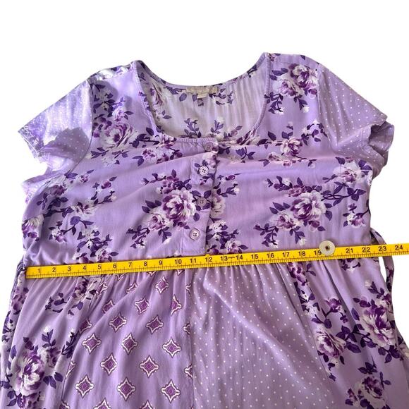 Women Within Women's Plus Boho Floral Mixed Print Maxi Dress Purple Size 22W - Picture 11 of 12